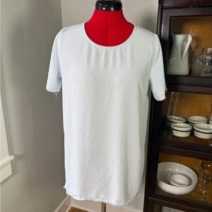 Rails Blue Striped Short Sleeve Frayed Hem Top Size S